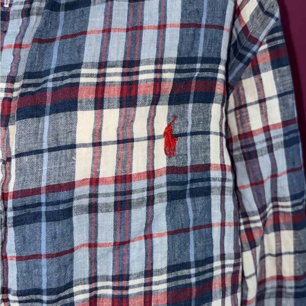 MENS Ralph Lauren Blue Plaid Shirt - Picture 5 of 6